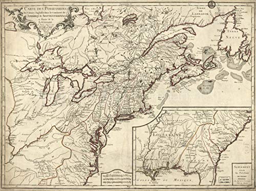 1776 Map| North America| Carte des Possessions des Colonies Anglaises Dans le continen