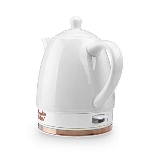 Pink Up Noelle Electric Tea Kettle, Gooseneck Kettle, Hot Water Dispenser, Pour Over Coffee, Automatic shut off, Cordless, Electric Teapot, 1.5L, Ceramic, Grey