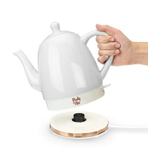 Pink Up Noelle Electric Tea Kettle, Gooseneck Kettle, Hot Water Dispenser, Pour Over Coffee, Automatic shut off, Cordless, Electric Teapot, 1.5L, Ceramic, Grey