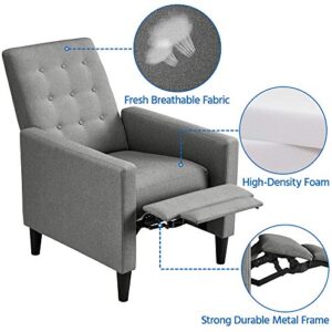 Yaheetech Fabric Recliner Chair Mid-Century Modern Recliner Adjustable Single Recliner Sofa with Thicker Seat Cushion Tufted Upholstered Sofa with Pocket Spring for Living Room Bedroom Gray Set of 2