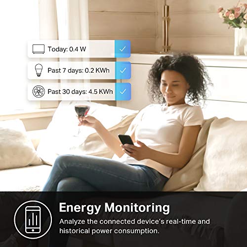 Kasa Smart Plug Mini with Energy Monitoring, Smart Home Wi-Fi Outlet Works with Alexa, Google Home & IFTTT, Wi-Fi Simple Setup, No Hub Required (KP115), White – A Certified for Humans Device