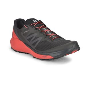Salomon Sense Ride 4 Trail Running Shoes for Men, Black/Goji Berry/Phantom, 11