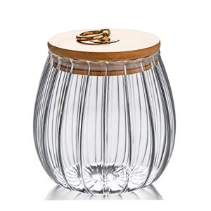 fantesticryan glass coffee nuts canister airtight storage jar petal decorative container with bamboo lid metal handle easy to grasp 700ml, 23 fl oz