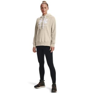 Under Armour Womens Rival Fleece Logo Hoodie , Oatmeal Light Heather (783)/White , X-Small