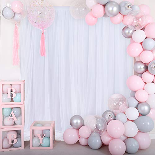 White Tulle Backdrop Curtain for Baby Shower Bridal Shower White Backdrop Drapes for Wedding Birthday Photography Curtains for Party Decoration 5 ft X 10 ft