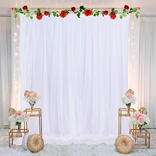 White Tulle Backdrop Curtain for Baby Shower Bridal Shower White Backdrop Drapes for Wedding Birthday Photography Curtains for Party Decoration 5 ft X 10 ft