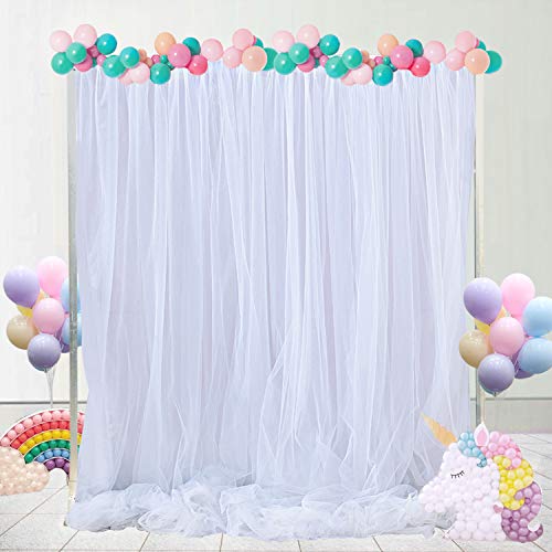 White Tulle Backdrop Curtain for Baby Shower Bridal Shower White Backdrop Drapes for Wedding Birthday Photography Curtains for Party Decoration 5 ft X 10 ft