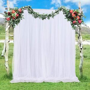 White Tulle Backdrop Curtain for Baby Shower Bridal Shower White Backdrop Drapes for Wedding Birthday Photography Curtains for Party Decoration 5 ft X 10 ft