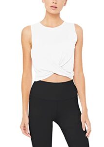 bestisun workout athletic crop tops yoga crop top workout shirts cropped workout tank gym yoga shirt fitness clothes workout tops white xl