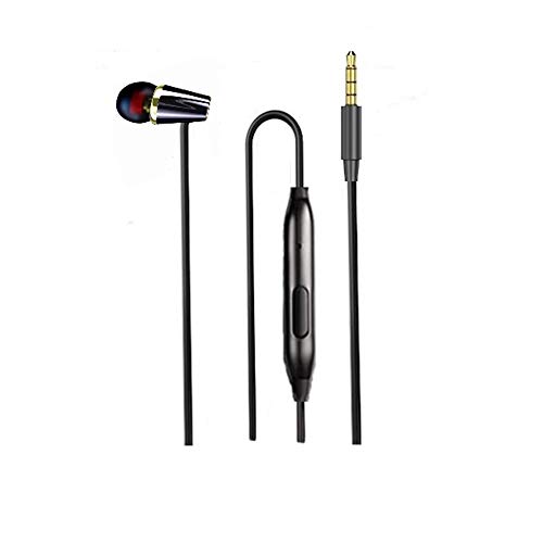 LINHUIPAD Single Earphone One Side Earplugs with Microphone 3.5mm Plug Single Earbud Stereo Sound Reinforced Cord Compatible Samsung,Radio