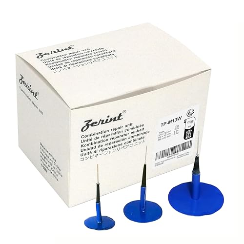 ZERINT TP-M13W Combination Repair Unit Kit, Tire Repair Patch Plug Kit 1/6" x 1 3/8", 1/4" x 1 3/4" and 3/8" x 2 3/8" Wrapped stem 8 pcs Each