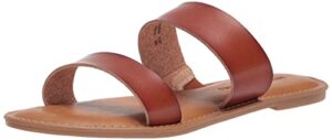 amazon essentials women's two band sandal, tan, 6