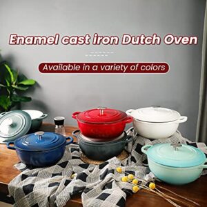 EDGING CASTING Enameled Cast Iron Dutch Oven, 5 Quart Enameled Dutch Oven Cookware Pot, Suitable For Bread Baking, Ideal for Family, Slateblue…