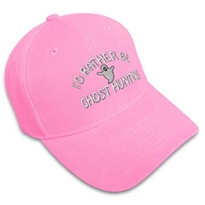speedy pros baseball cap i'd rather be ghost hunting embroidery holidays and occasions halloween acrylic hats for men & women strap closure soft pink