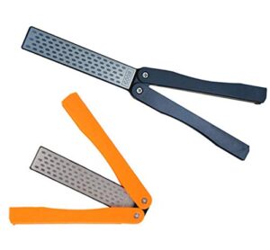 xilewhzf 2 pcs 400/600 grit portable handheld double sided sharpener pocket diamond knife sharpening stone for kitchen, garden, outdoor tools fine/coarse grinding （black/orange）