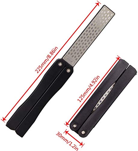 XILEWHZF 2 Pcs 400/600 Grit Portable Handheld Double Sided Sharpener Pocket Diamond Knife Sharpening Stone for Kitchen, Garden, Outdoor tools Fine/Coarse Grinding （Black/Orange）