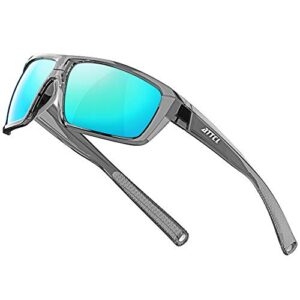 attcl polarized wrap sunglasses for men cycling driving fishing - sports glasses ultralight 5001 clear+blue
