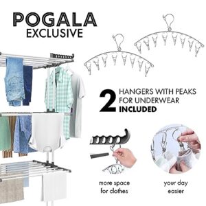 ULTRALED Clothes Drying Rack,3 Tier Rolling Dryer Clothes Hanger,Collapsible Garment Laundry Rack with Foldable Wings and Casters Indoor/Outdoor,Large Standing Rack Stainless Steel Hanging Rods