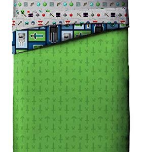 Jay Franco Minecraft Monster Hunters 4 Piece Twin Bed Set - Includes Reversible Comforter & Sheet Set - Bedding Features Creeper - Super Soft Fade Resistant Microfiber (Official Minecraft Product)