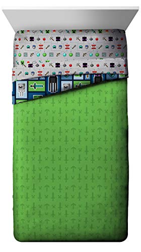 Jay Franco Minecraft Monster Hunters 4 Piece Twin Bed Set - Includes Reversible Comforter & Sheet Set - Bedding Features Creeper - Super Soft Fade Resistant Microfiber (Official Minecraft Product)