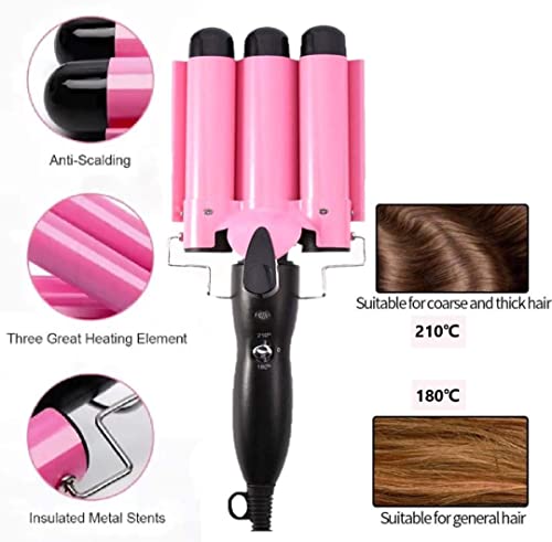 MODVICA 3 Jumbo Barrel Curling Iron Wand 32mm Hair Waver Temperature Adjustable Ceramic Big Waves Hair Crimper (1.25'')