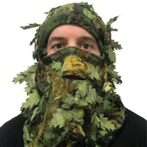 arcturus camo 3d leaf ghillie camouflage mask. leafy, full coverage, breathable hunting mask with customizable fit. great for turkey season! (summer green)