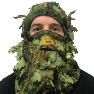 Arcturus Camo 3D Leaf Ghillie Camouflage Mask. Leafy, Full Coverage, Breathable Hunting Mask with Customizable Fit. Great for Turkey Season! (Summer Green)