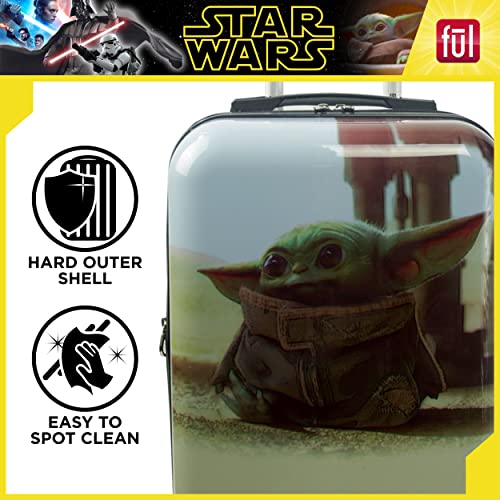 FUL Star Wars The Mandalorian Grogu 22 Inch Rolling Luggage, Hardshell Carry On Suitcase with Spinner Wheels, Multi