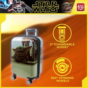 FUL Star Wars The Mandalorian Grogu 22 Inch Rolling Luggage, Hardshell Carry On Suitcase with Spinner Wheels, Multi