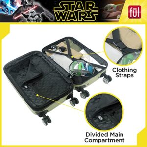 FUL Star Wars The Mandalorian Grogu 22 Inch Rolling Luggage, Hardshell Carry On Suitcase with Spinner Wheels, Multi