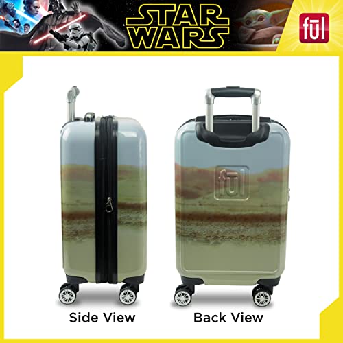 FUL Star Wars The Mandalorian Grogu 22 Inch Rolling Luggage, Hardshell Carry On Suitcase with Spinner Wheels, Multi