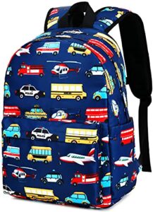 camtop kids backpack toddler bookbag preschool kindergarten school bag for boys and girls (car back pack navy blue)