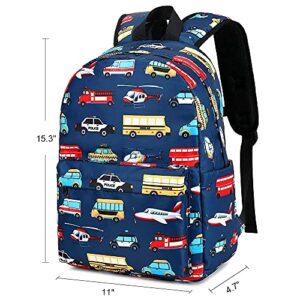 CAMTOP Kids Backpack Toddler Bookbag Preschool Kindergarten School Bag for Boys and Girls (Car back pack Navy Blue)