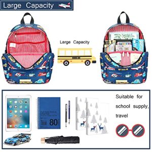 CAMTOP Kids Backpack Toddler Bookbag Preschool Kindergarten School Bag for Boys and Girls (Car back pack Navy Blue)