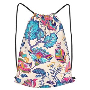 ovpszfyo flower gym drawstring backpack floral string bag for women folding waterproof for yoga shopping sports beach swimming workout travel