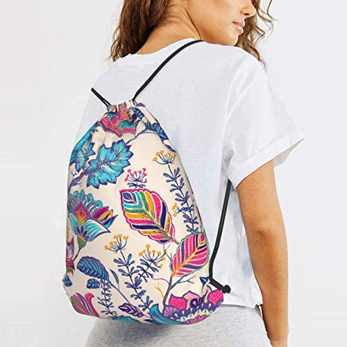 OVPSZFYO Flower Gym Drawstring Backpack Floral String Bag for Women Folding Waterproof for Yoga Shopping Sports Beach Swimming Workout Travel