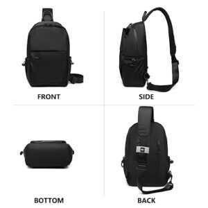 CANTLOR Men Small Sling Bag Crossbody Backpack Travel Daypacks Chest Pack Lightweight Outdoor Shoulder Bag One Strap (Black)