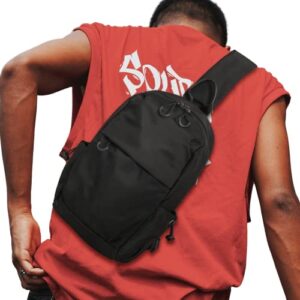 cantlor men small sling bag crossbody backpack travel daypacks chest pack lightweight outdoor shoulder bag one strap (black)