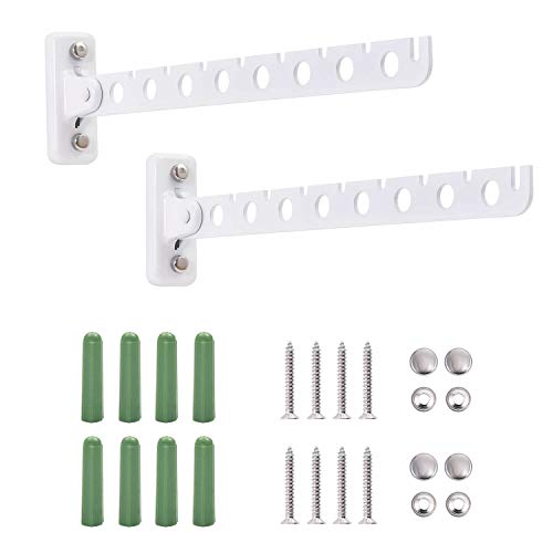 COTTAGE LIFE Wall Mount Clothes Hanger Rack White Clothes Rack Wall Mount Stainless Steel Wall Clothes Hanger Laundry Hanging Rack Wall Mount Laundry Hanger Dryer Rack