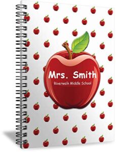 printpps customizable 5" x 7" teacher gift journals with a name (apples design)