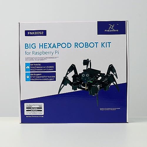 FREENOVE Big Hexapod Robot Kit for Raspberry Pi 4 B 3 B+ B A+, Walking, Self Balancing, Live Video, Face Recognition, Pan Tilt, Ultrasonic Ranging, Camera Servo (Raspberry Pi NOT Included)