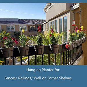 MTB 8 in Balcony Plant Baskets, Deck Over The Rail Fence Planter Box, Pack of 4, Hanging Railing Planter Flower Pot Holders