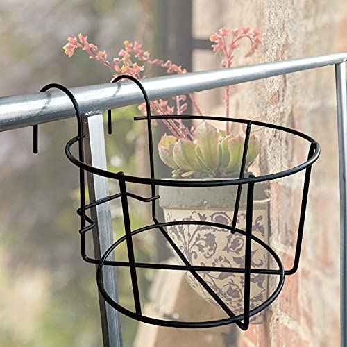 MTB 8 in Balcony Plant Baskets, Deck Over The Rail Fence Planter Box, Pack of 4, Hanging Railing Planter Flower Pot Holders