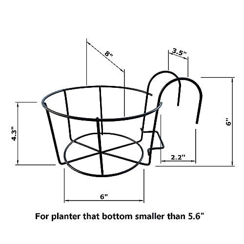 MTB 8 in Balcony Plant Baskets, Deck Over The Rail Fence Planter Box, Pack of 4, Hanging Railing Planter Flower Pot Holders