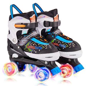 woolitime adjustable roller skates for girls and boys, 4 size adjustable toddler roller skates for kids with all wheels light up, patines para niñas niños