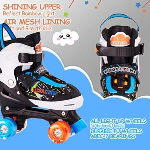 Woolitime Adjustable Roller Skates for Girls and Boys, 4 Size Adjustable Toddler Roller Skates for Kids with All Wheels Light Up, Patines para Niñas Niños