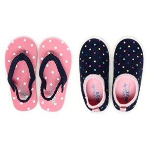 simple joys by carter's girls kimmie kaia aqua set sandal, navy/pink dots, 7 toddler