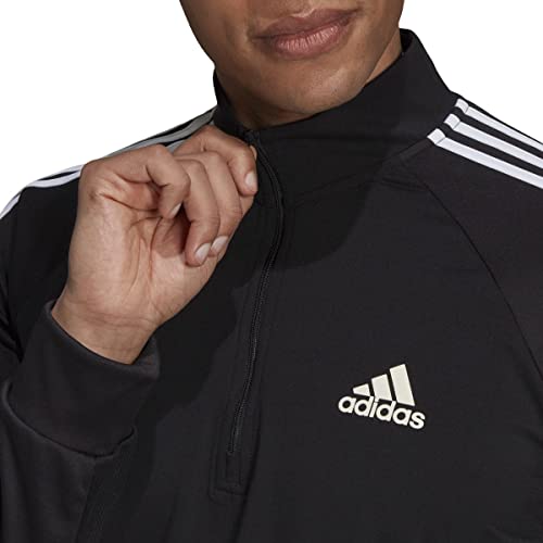 adidas Men's AEROREADY Sereno Cut 3-Stripes Slim 1/4-Zip Training Top, Black/White, Medium