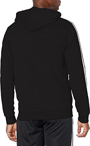 adidas Men's Essentials Fleece 3-Stripes Full-Zip Hoodie, Black, Large