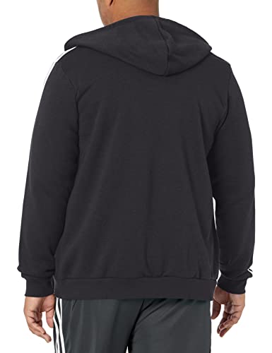 adidas Men's Essentials Fleece 3-Stripes Full-Zip Hoodie, Black, Large